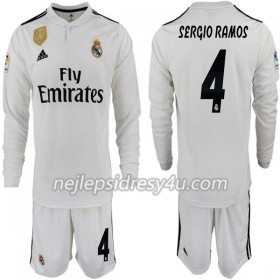 Fotbalový Dres Real Madrid SERGIO RAMOS 4 Dětské Domácí 2018/19 Dlouhý Rukáv